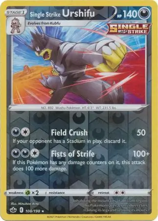 108/198 Single Strike Urshifu CRE Rare Holo Reverse Holo
