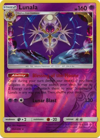 102/236 Lunala CEC Rare Holo Reverse Holo