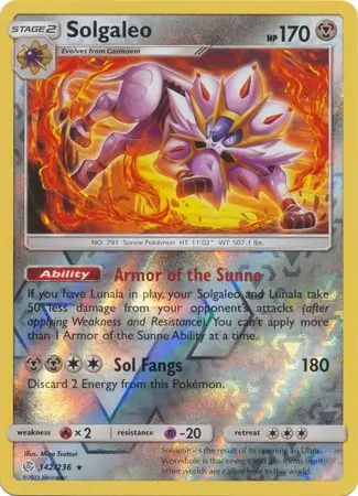 142/236 Solgaleo CEC Rare Holo Reverse Holo