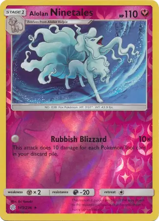 145/236 Alolan Ninetales CEC Rare Holo Reverse Holo
