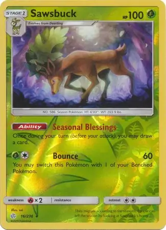 16/236 Sawsbuck CEC Rare Holo Reverse Holo