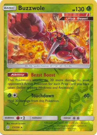 21/236 Buzzwole CEC Rare Holo Reverse Holo