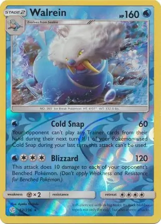 52/236 Walrein CEC Rare Reverse Holo