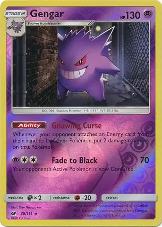 Gengar Crimson Invasion 38/111 Rare Holo Reverse Holo