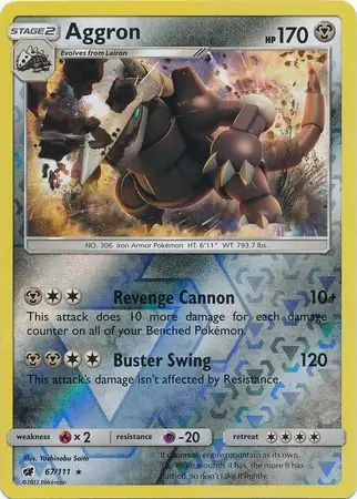 Aggron Crimson Invasion 67/111 Rare Holo Reverse Holo