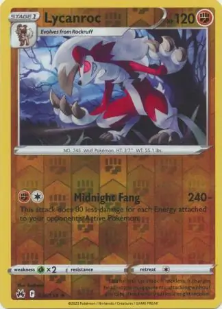 Lycanroc Crown Zenith 074/159 Rare Reverse Holo