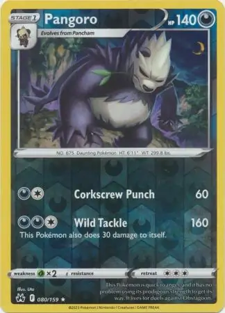 080/159 Pangoro CRZ Rare Reverse Holo