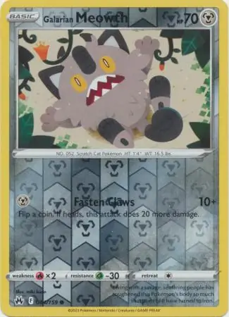 084/159 Galarian Meowth CRZ Common Reverse Holo
