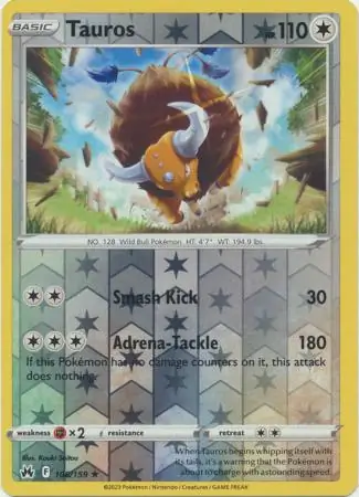Tauros Crown Zenith 106/159 Rare Reverse Holo