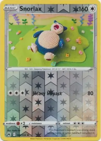 Snorlax Crown Zenith 109/159 Rare Reverse Holo