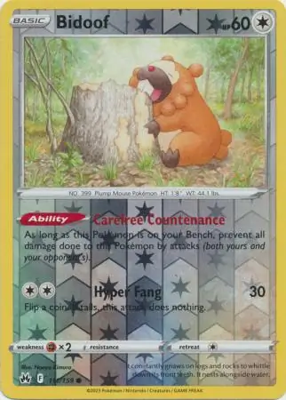 Bidoof Crown Zenith 111/159 Common Reverse Holo
