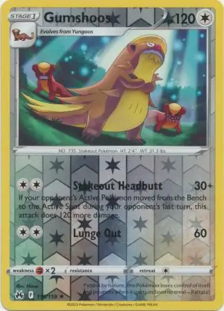 Gumshoos Crown Zenith 118/159 Rare Reverse Holo