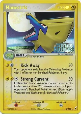 Manectric 8/100 3 EX CRYSTAL GUARDIANS HOLO RARE REVERSE HOLO PTCG