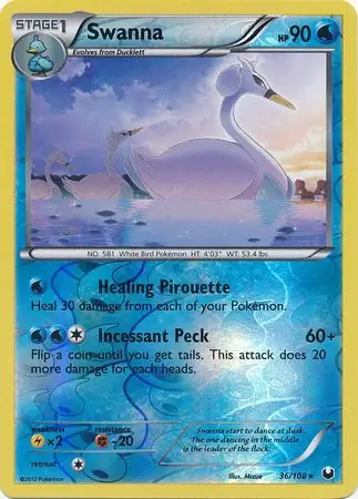 36/108 Swanna DEX Rare Reverse Holo