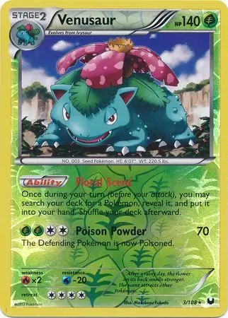 3/108 Venusaur DEX Rare Holo Reverse Holo