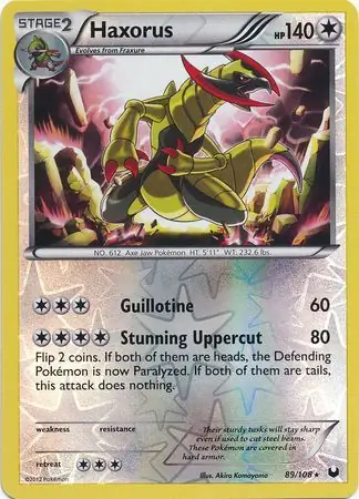 89/108 Haxorus DEX Rare Holo Reverse Holo