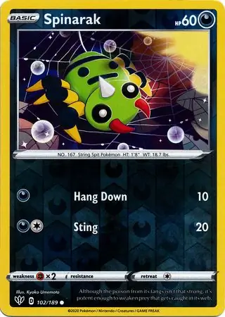 102/189 Spinarak DAA Common Reverse Holo