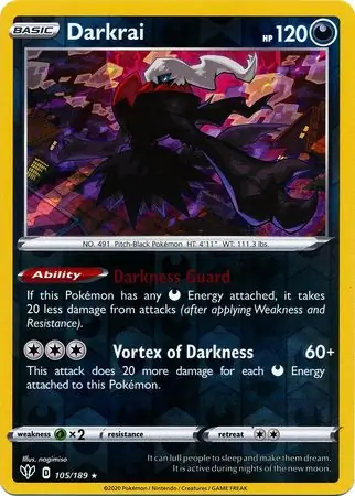 105/189 Darkrai DAA Rare Holo Reverse Holo
