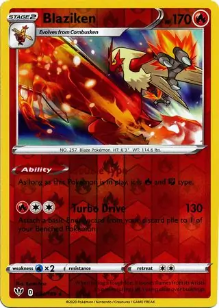 024/189 Blaziken DAA Rare Holo Reverse Holo