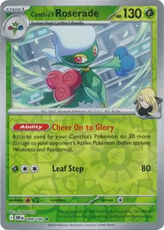 008/182 Cynthia's Roserade DRI Rare Reverse Holo