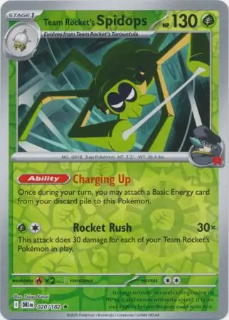 020/182 Team Rocket's Spidops DRI Rare Reverse Holo