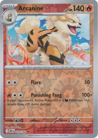 028/182 Arcanine DRI Uncommon Reverse Holo
