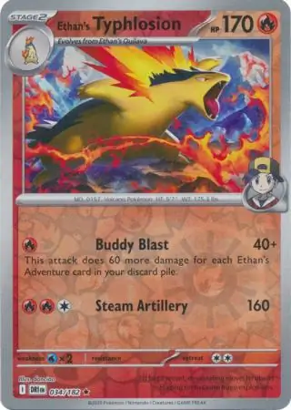 034/182 Ethan's Typhlosion DRI Rare Reverse Holo