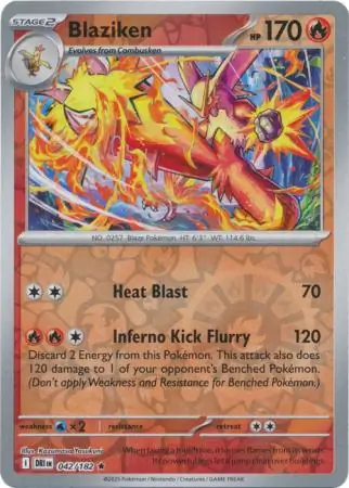 042/182 Blaziken DRI Rare Reverse Holo