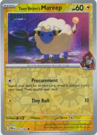 072/182 Team Rocket's Mareep DRI Common Reverse Holo