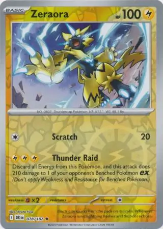 078/182 Zeraora DRI Rare Reverse Holo