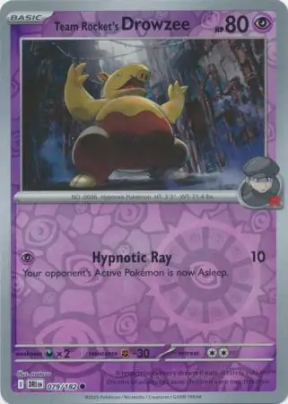 079/182 Team Rocket's Drowzee DRI Common Reverse Holo