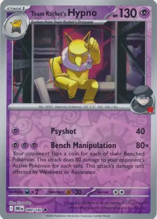 080/182 Team Rocket's Hypno DRI Uncommon Reverse Holo