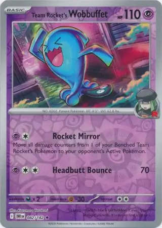 082/182 Team Rocket's Wobbuffet DRI Rare Reverse Holo