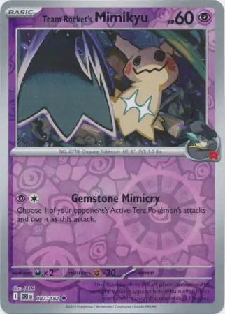 087/182 Team Rocket's Mimikyu DRI Uncommon Reverse Holo
