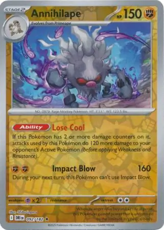 092/182 Annihilape DRI Rare Reverse Holo