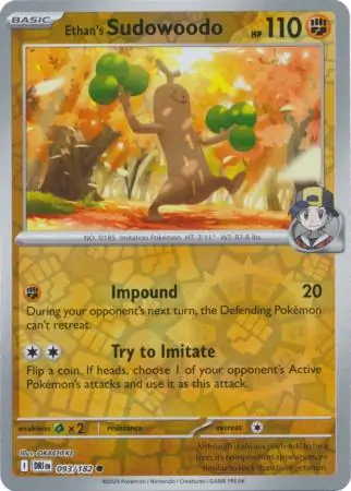 093/182 Ethan's Sudowoodo DRI Common Reverse Holo
