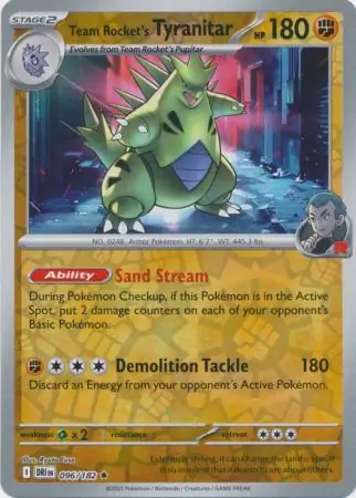 096/182 Team Rocket's Tyranitar DRI Rare Reverse Holo