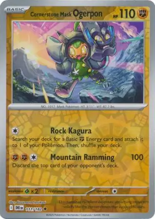 111/182 Cornerstone Mask Ogerpon DRI Uncommon Reverse Holo