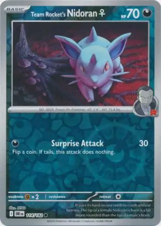 114/182 Team Rocket's Nidoran♀ DRI Common Reverse Holo