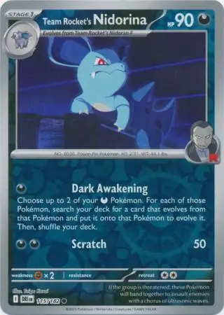 115/182 Team Rocket's Nidorina DRI Common Reverse Holo