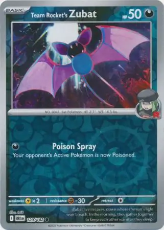 120/182 Team Rocket's Zubat DRI Common Reverse Holo