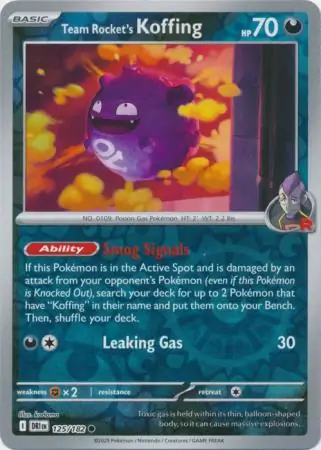 125/182 Team Rocket's Koffing DRI Common Reverse Holo