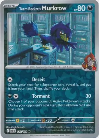 127/182 Team Rocket's Murkrow DRI Uncommon Reverse Holo