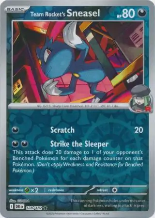 128/182 Team Rocket's Sneasel DRI Rare Reverse Holo