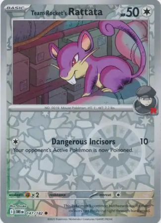 147/182 Team Rocket's Rattata DRI Common Reverse Holo