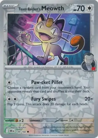 149/182 Team Rocket's Meowth DRI Common Reverse Holo