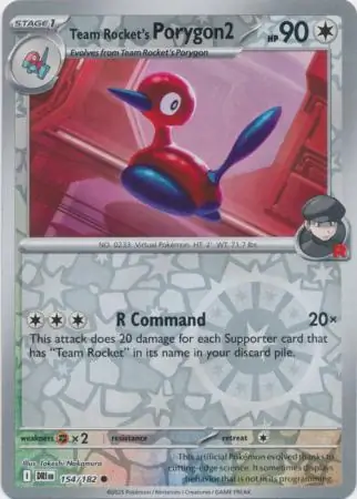 154/182 Team Rocket's Porygon2 DRI Common Reverse Holo