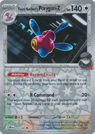 155/182 Team Rocket's Porygon-Z DRI Uncommon Reverse Holo