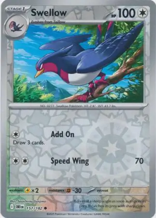 157/182 Swellow DRI Common Reverse Holo