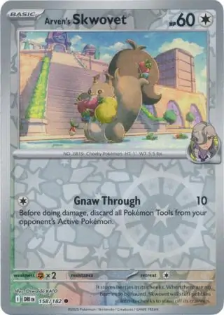 158/182 Arven's Skwovet DRI Common Reverse Holo